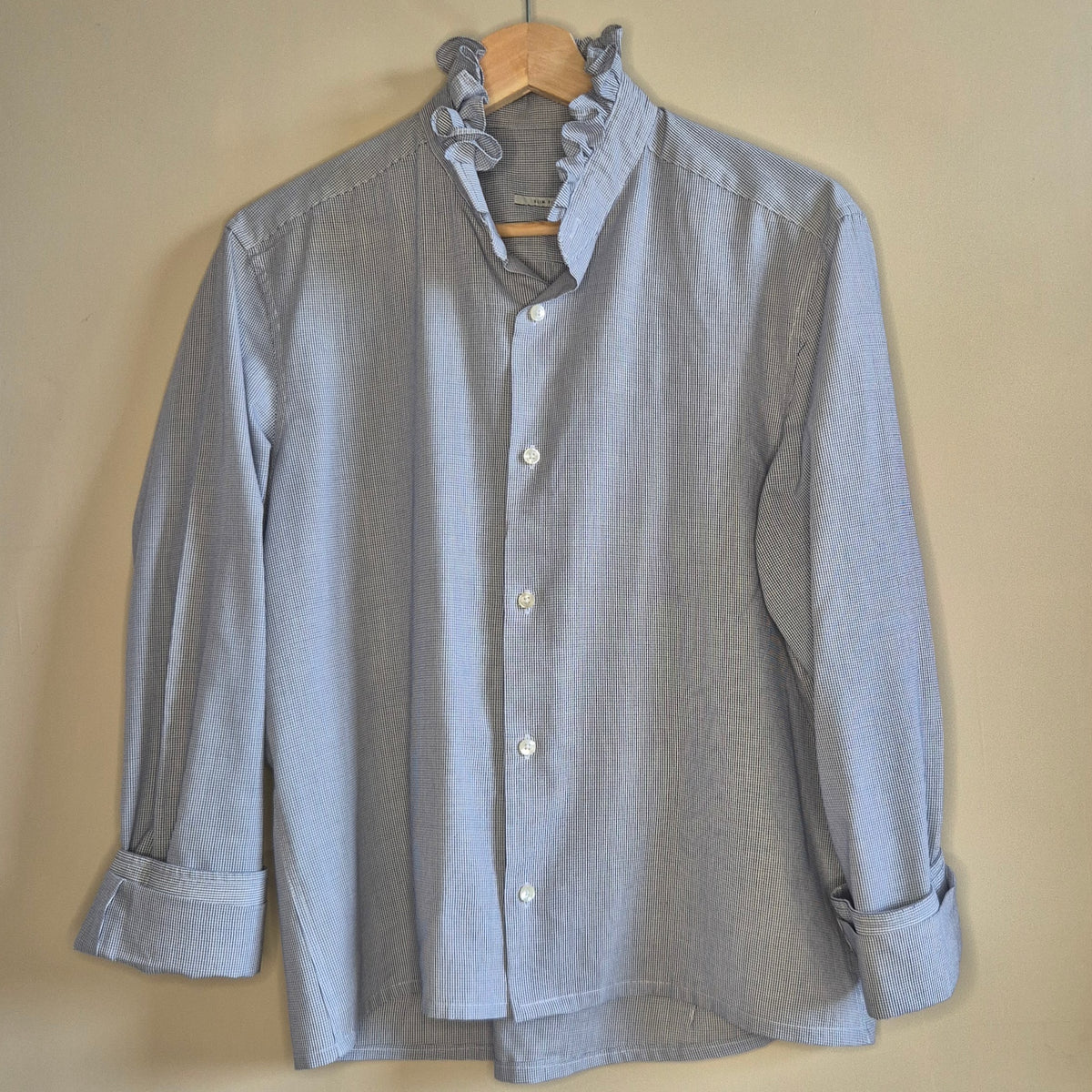 Off-white check ruffle collar shirt : size S