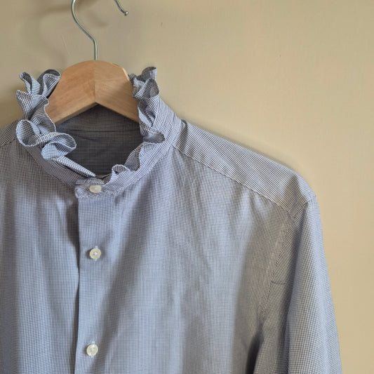 Off-white check ruffle collar shirt : size S