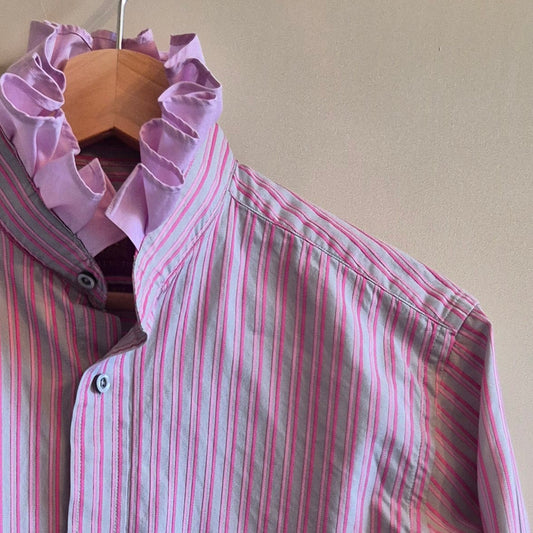 Grey/Pink shirt with contrast collar : size XS
